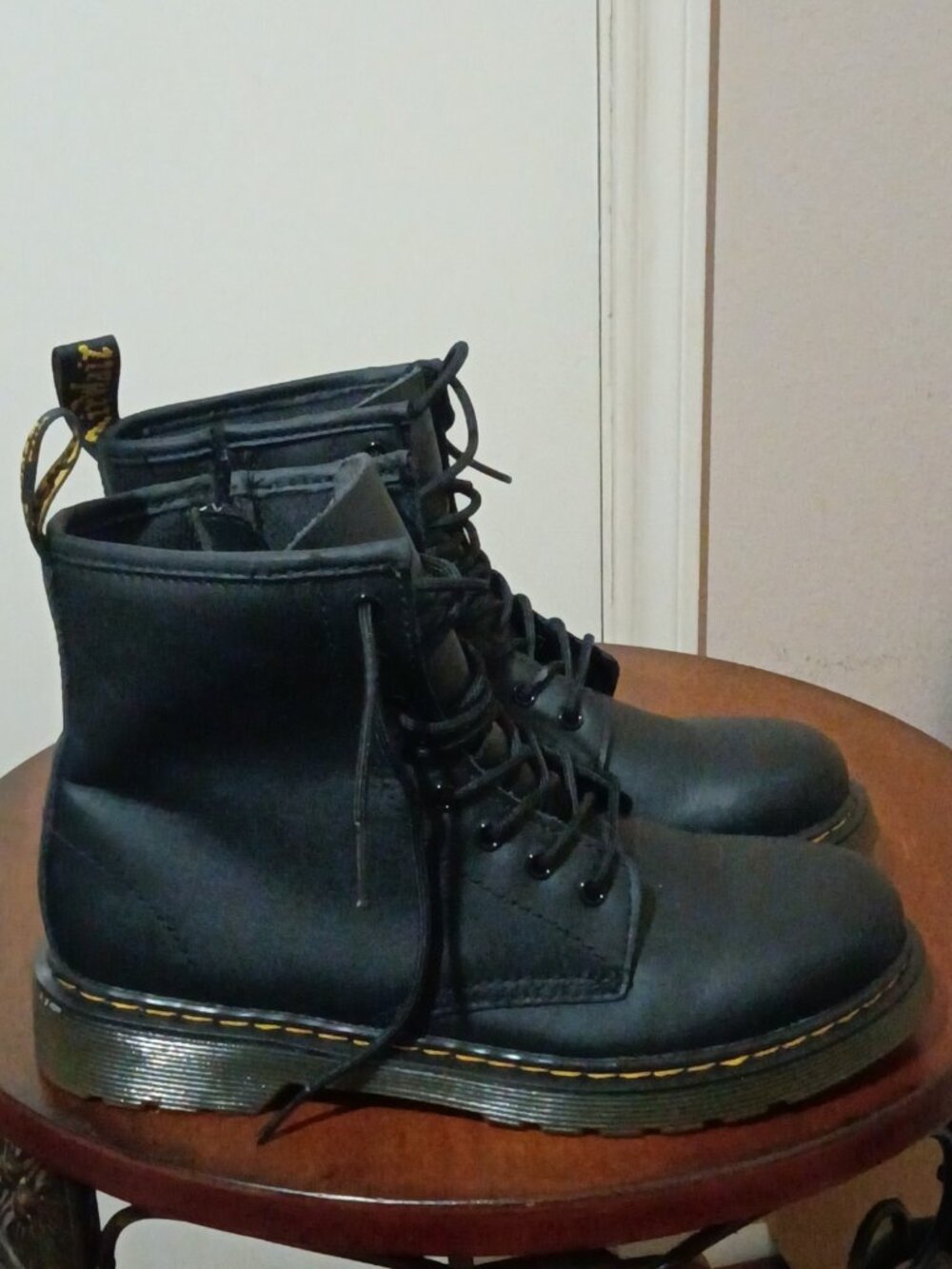 Dr. Martens 1460 J Black Women's Combat Boots Size 5 Leather Side Zip - Picture 1 of 14